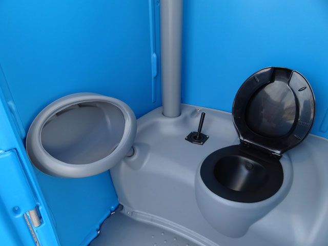 Blue Flushing Portable Restroom